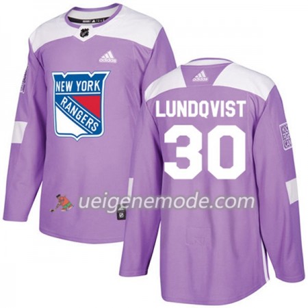 Herren Eishockey New York Rangers Trikot Henrik Lundqvist 30 Adidas 2017-2018 Lila Fights Cancer Practice Authentic